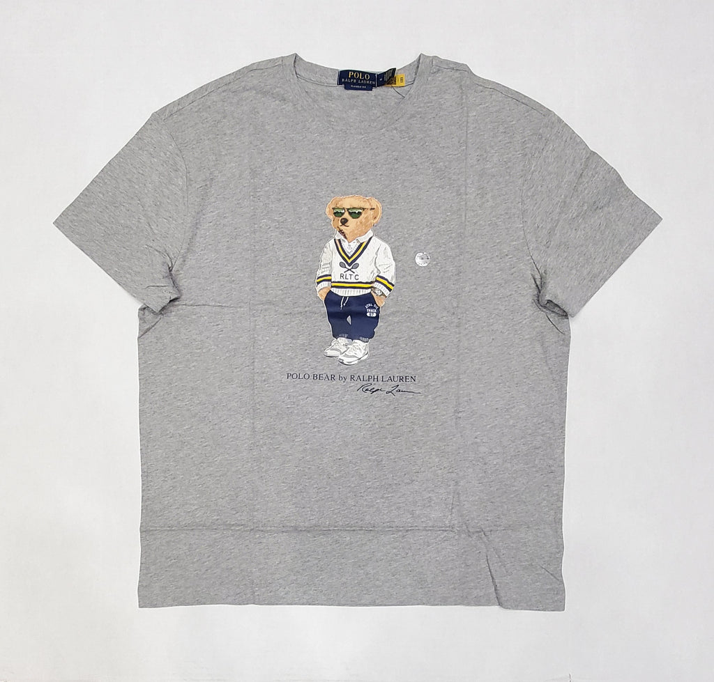 Nwt Polo Ralph Lauren Grey With Teddy Bear Wearing White Sweater Classic Fit Tee u