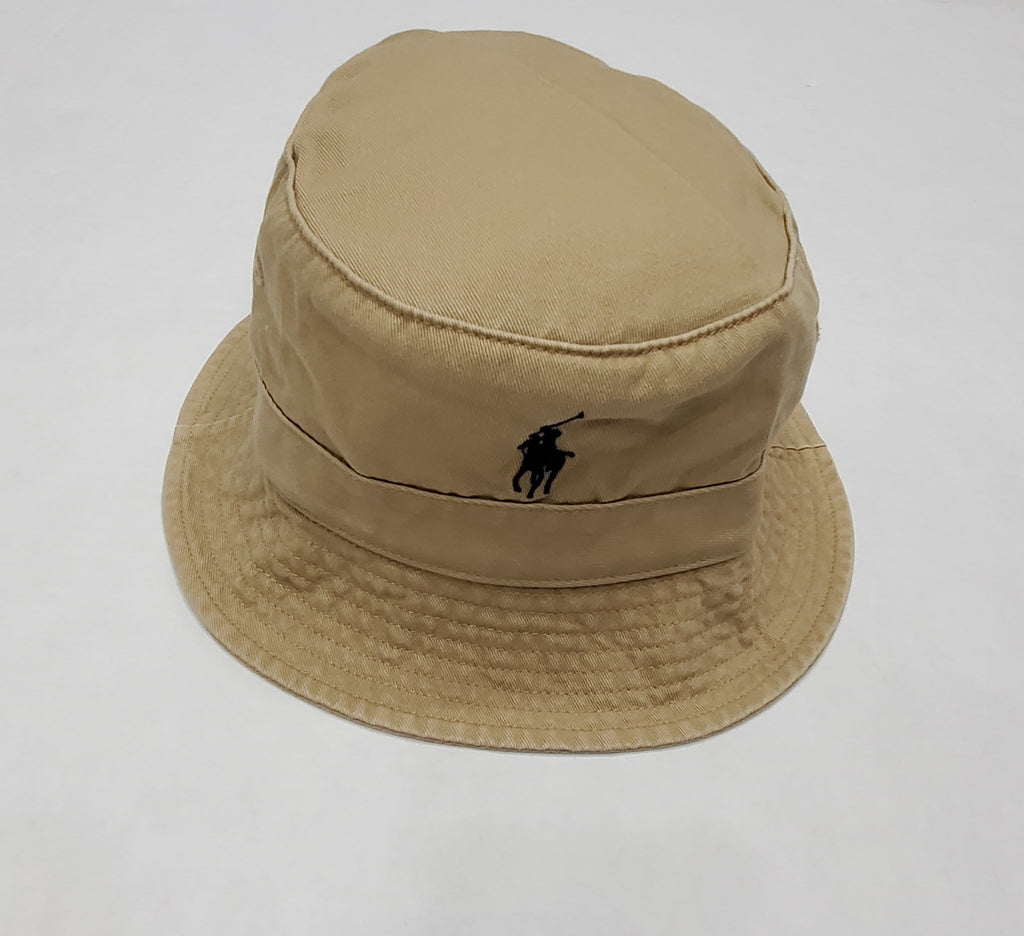 Nwt Polo Ralph Lauren Tan with Navy Small Pony Bucket Hat