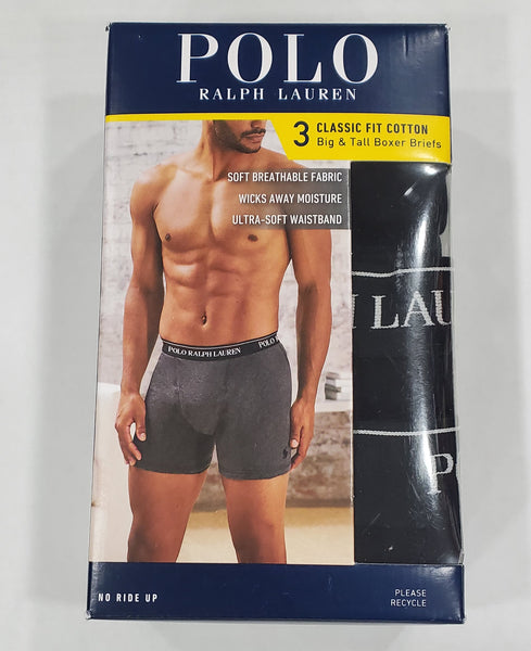 Polo Ralph Lauren Big and Tall Classic Fit 3 Pack Boxer Briefs (Black) - Unique Style