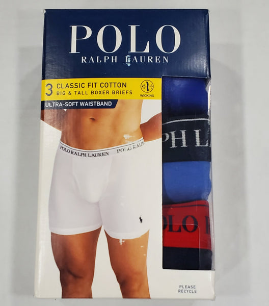 Polo Ralph Lauren Big and Tall Classic Fit 3 Pack Boxer Briefs (Royal/Blue/Navy) - Unique Style
