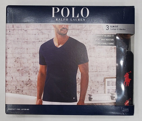 Polo Ralph Lauren Slim Fit 3 Pack V-Neck Black Tee - Unique Style