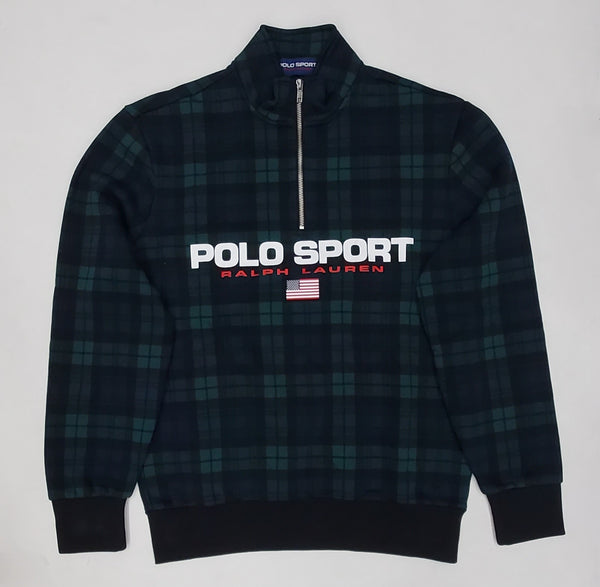 Nwt Polo Sport Green Plaid Half Zip Sweatshirt - Unique Style