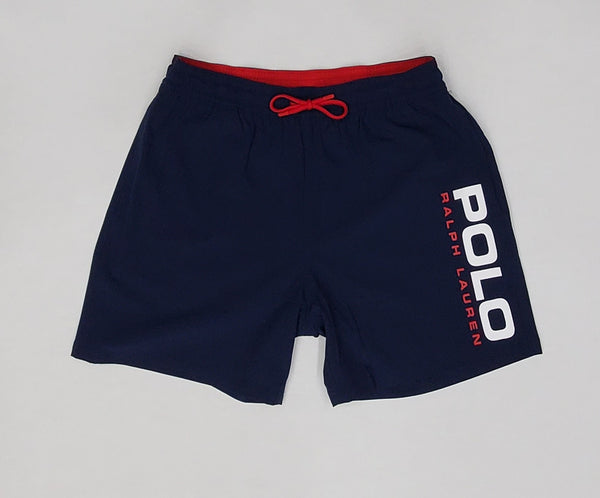 Nwt Polo Ralph Lauren Navy Spellout Swim Trunks - Unique Style