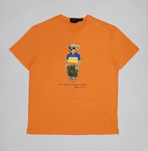 Nwt Polo Ralph Lauren Orange Teddy Bear Wearing Olive Pants Classic Fit Tee - Unique Style