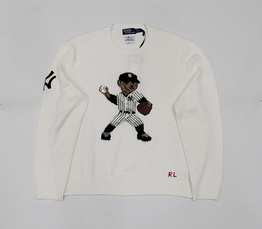 Nwt Polo Ralph Lauren White Yankees Bear Sweater
