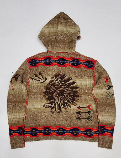 Nwt Polo Ralph Lauren Hand Knit Indian Head Hoodie Sweater - Unique Style