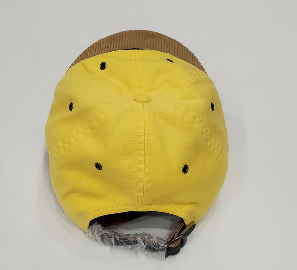 Nwt Polo Ralph Lauren Yellow Cookie Corduroy Leather Strap Hat - Unique Style