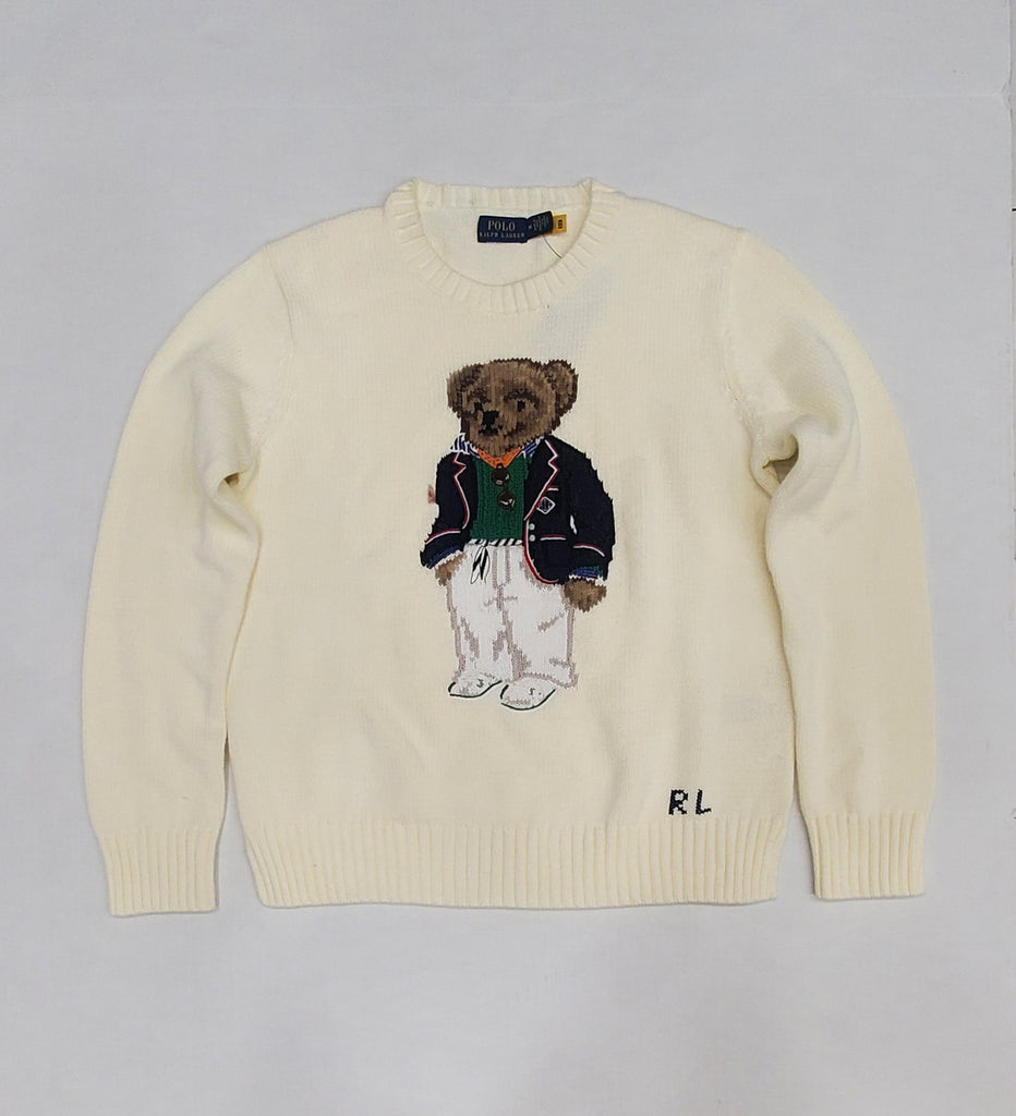 Nwt Polo Ralph Lauren Women's Cream Teddy Bear Cotton Sweater