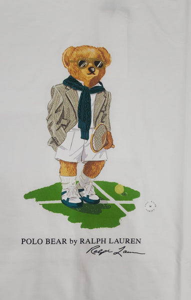 Nwt Polo Ralph Lauren White Tennis Teddy Bear Classic Fit Tee - Unique Style