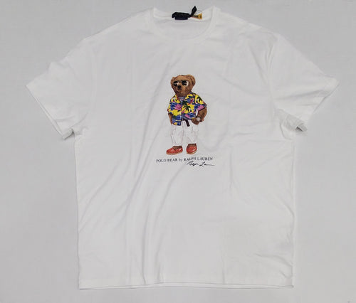 Nwt Polo Ralph Lauren White Teddy Bear Wearing Hawaii Button Classic Fit Tee - Unique Style