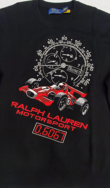 Nwt Polo Ralph Lauren Black Embroidered Race Car Motor Sport  0.6067 Sweater - Unique Style