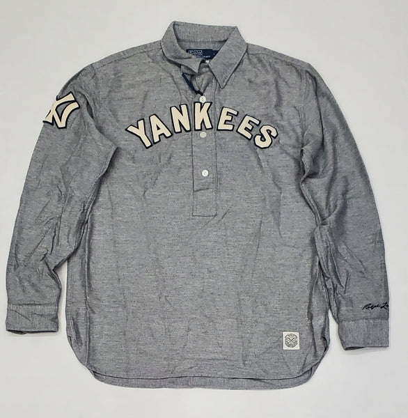 Nwt Polo Ralph Grey Yankees NY Long Sleeve Polo - Unique Style