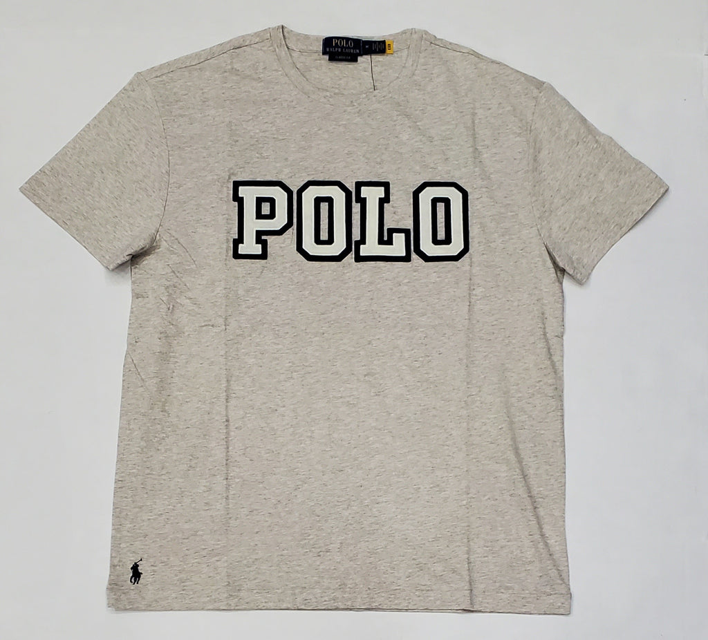 Nwt Polo Ralph Lauren Grey Heather Spellout Patch Classic Fit Tee