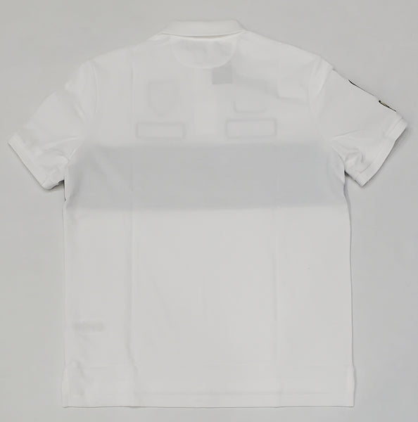 Nwt Polo Ralph Lauren White Racing 500 Racing Series Patches Short Sleeve Polo - Unique Style