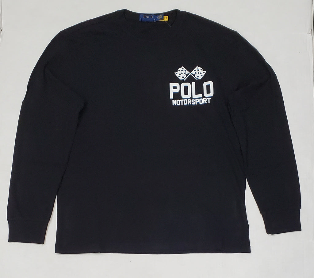 Nwt Polo Ralph Lauren Black Motor Sport Long Sleeve Classic Fit Tee