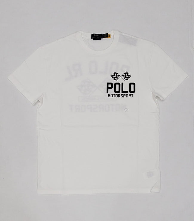 Nwt Polo Ralph Lauren White Motor Sport Classic Fit Tee - Unique Style