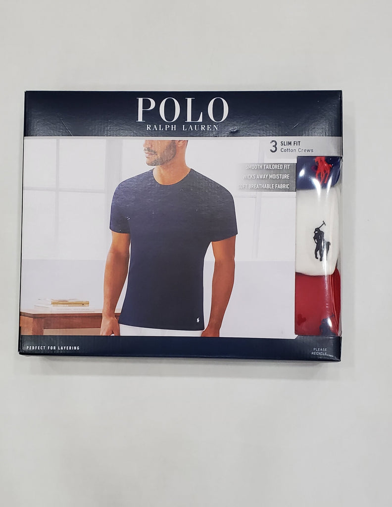 Polo Ralph Lauren Slim Fit 3 Pack Crew Neck Mixed Color Tee (Royal/White/Red)