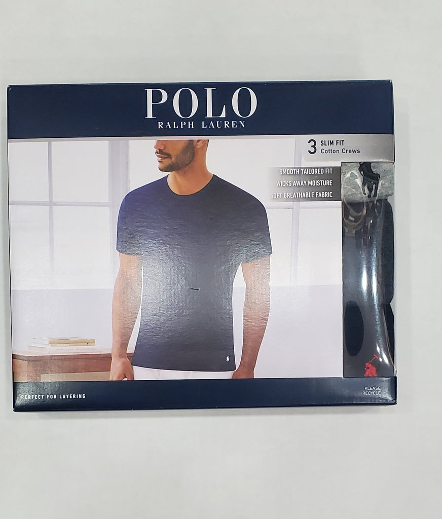 Polo Ralph Lauren Slim Fit 3 Pack Crew Neck Mixed Color Tee (Lt Grey/DK Grey/ Black)