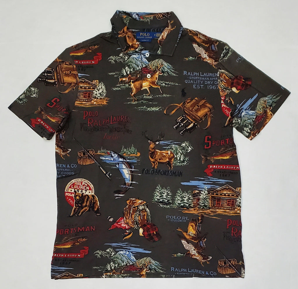 Nwt Polo Ralph Lauren Allover Print Sportsman Classic Fit Polo