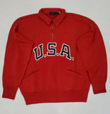 Nwt Polo Ralph Lauren Red USA Vintage Fit Half Zip Sweatshirt - Unique Style