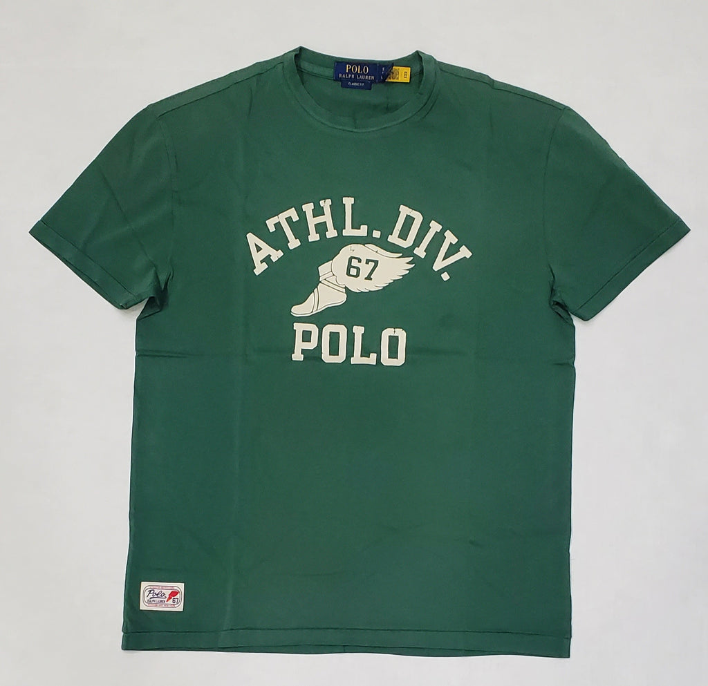 Nwt Polo Ralph Lauren Green Athl DIV 67 P-Wing Foot Classic Fit Tee