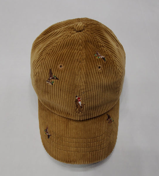 Nwt Polo Ralph Lauren Duck Embroidered Corduroy Leather Strap Back - Unique Style