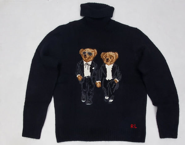 Nwt Polo Ralph Lauren Black Wool Ralph and Ricky Turtleneck Sweater - Unique Style