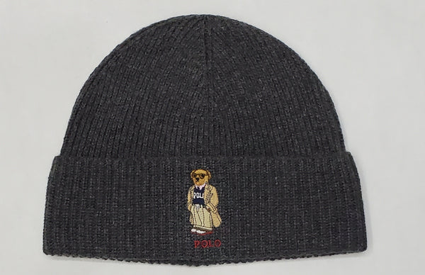 Nwt Polo Ralph Lauren Grey Grandpa Teddy Bear Skully - Unique Style