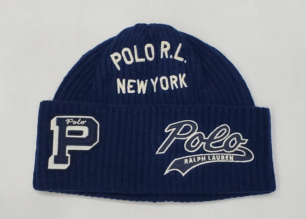 Nwt Polo Ralph Lauren Blue New York 'P' Script Patch Skully
