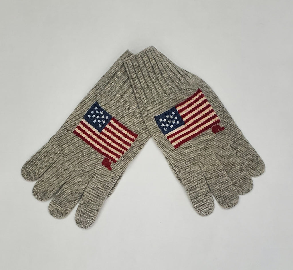 Nwt Polo Ralph Lauren Grey American Flag Gloves