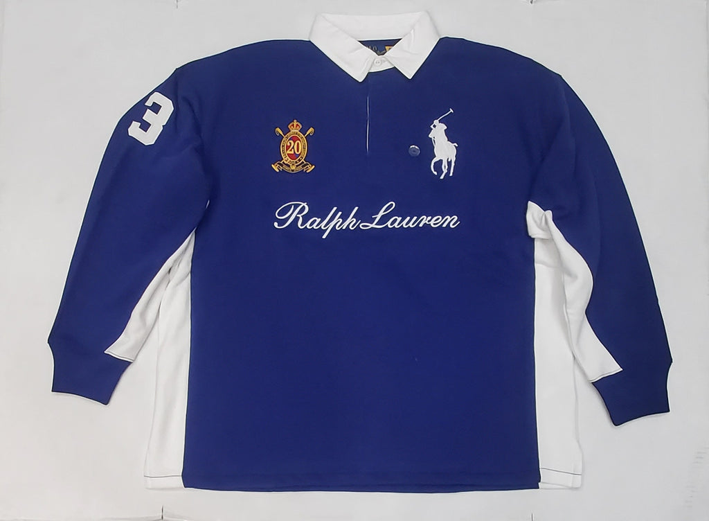 Nwt Polo Ralph Lauren Navy Blue Big Pony Shield #3 Classic Fit Long Sleeve Rugby