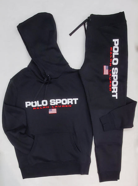 Nwt Polo Ralph Lauren Black Pullover Polo Sport Hoodie with Matching Polo Sport Joggers