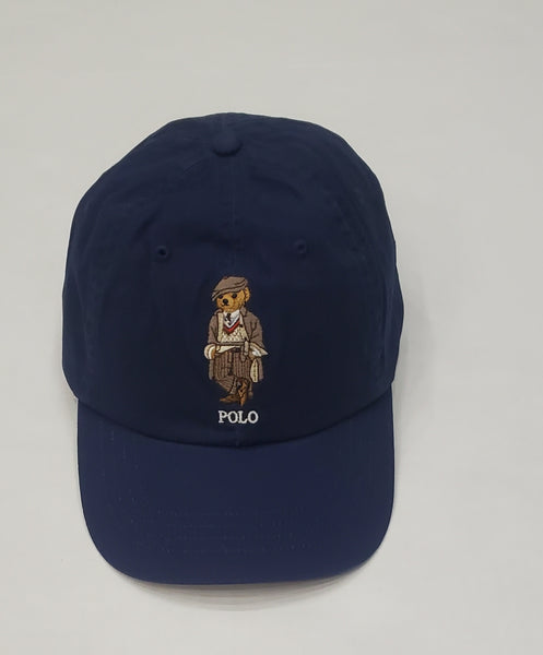 Nwt Polo Ralph Lauren Navy Blue Prep Teddy Bear Leather Strap Back Hat