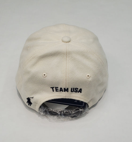 Nwt Polo Ralph Lauren Cream Olympic Team USA Wool Blend Leather Strap Hat