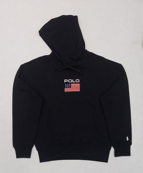 NWT Polo Ralph Lauren Black USA American Flag Patch Hoodie