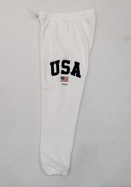 Nwt Polo Ralph Lauren White USA American Flag Patch Joggers