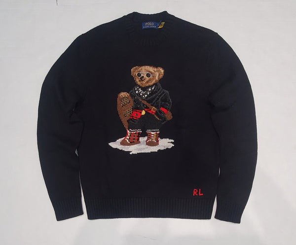 Nwt Polo Ralph Lauren Black Snow Explorer Teddy Bear Cotton Sweater