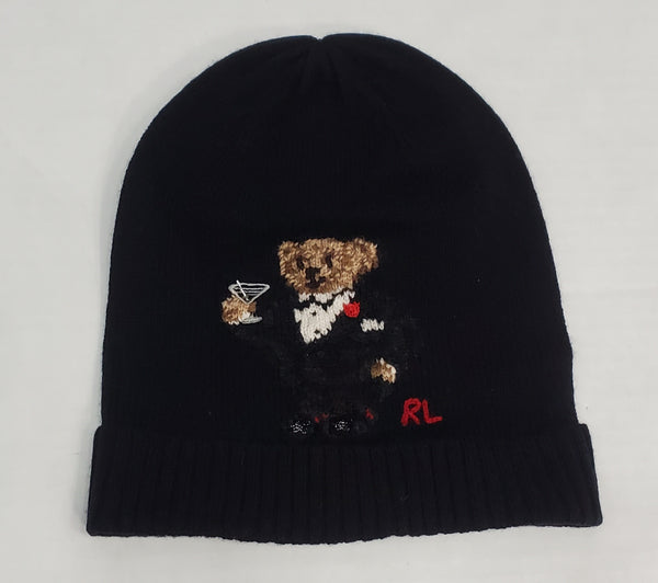 Nwt Polo Ralph Lauren Black Wool Martini Bear Skully - Unique Style