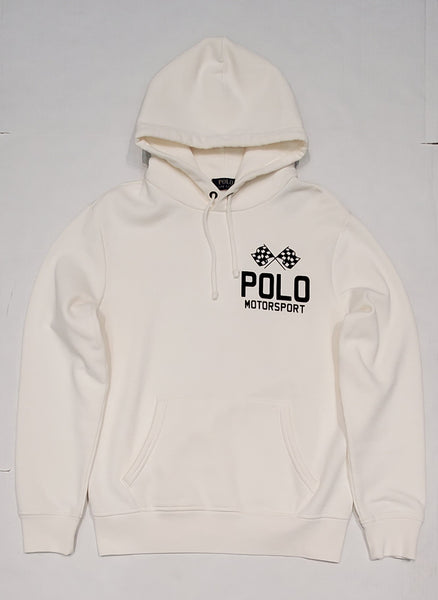 Nwt Polo Ralph Lauren White/Black Motor Racing Pullover Hoodie - Unique Style