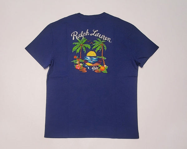Nwt Polo Ralph Lauren Navy Pocket Tropical Embroidered Classic Fit Tee - Unique Style