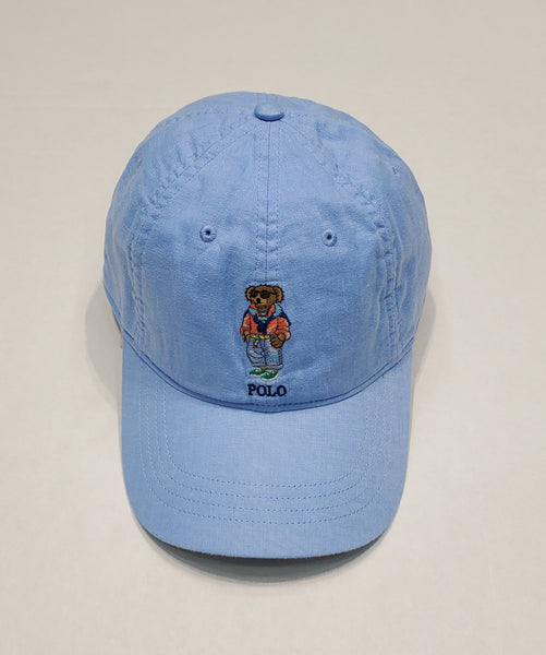 Nwt Polo Ralph Lauren Light blue Beach Cycle Teddy Bear Leather Strap Back Hat - Unique Style
