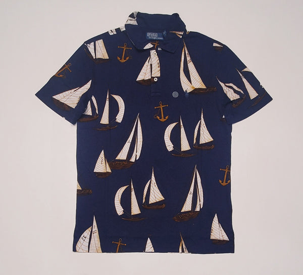 Nwt Polo Ralph Lauren Navy Allover Sailboat Print Polo