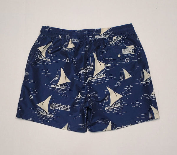 Nwt Polo Ralph Lauren Navy Sailboat Print Swim Trunks