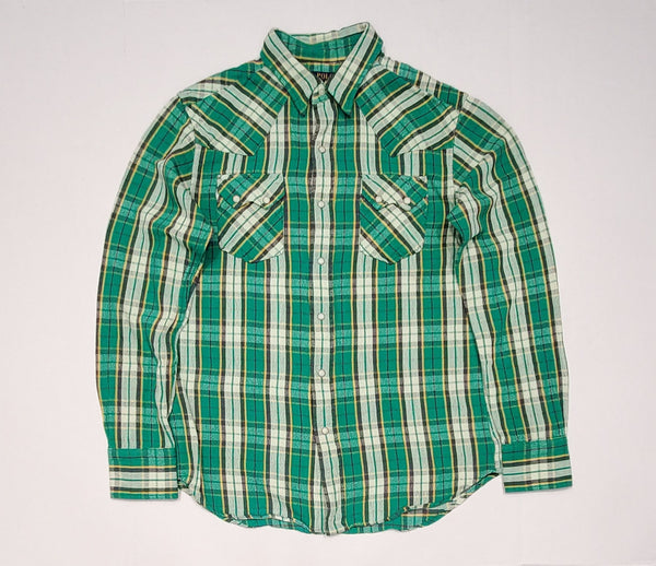 Nwt Polo Ralph Lauren Green Plaid Indian Head Button uP
