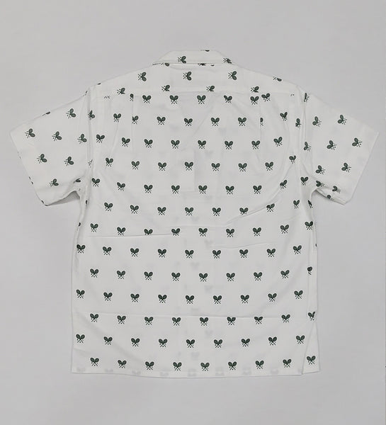 Nwt Polo Ralph Lauren White Allover Racquet Club Classic Fit Short Sleeve Button Up - Unique Style