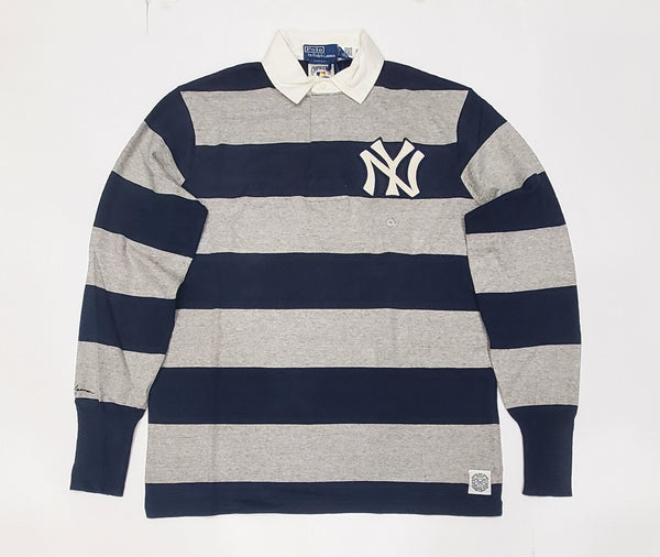 Nwt Polo Ralph Navy/Grey Yankees   #1903 NY Striped Classic Fit Long Sleeve Rugby - Unique Style