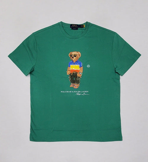 Nwt Polo Ralph Lauren Green Teddy Bear Wearing Olive Pants Classic Fit Tee - Unique Style