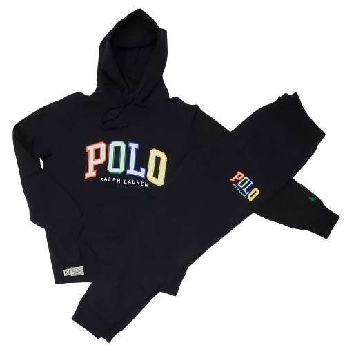 Nwt Polo Ralph Lauren Black Pullover Color Spellout Hoodie with Matching Joggers - Unique Style