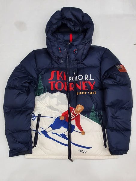 Nwt Polo Ralph Lauren Navy Skier Print Down Classic Fit Jacket - Unique Style