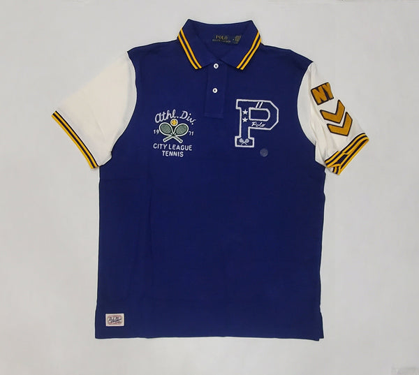 Nwt Polo Ralph Lauren Navy/Cream RL Athl . Div Tennis City League 'P ' Classic Fit Polo - Unique Style